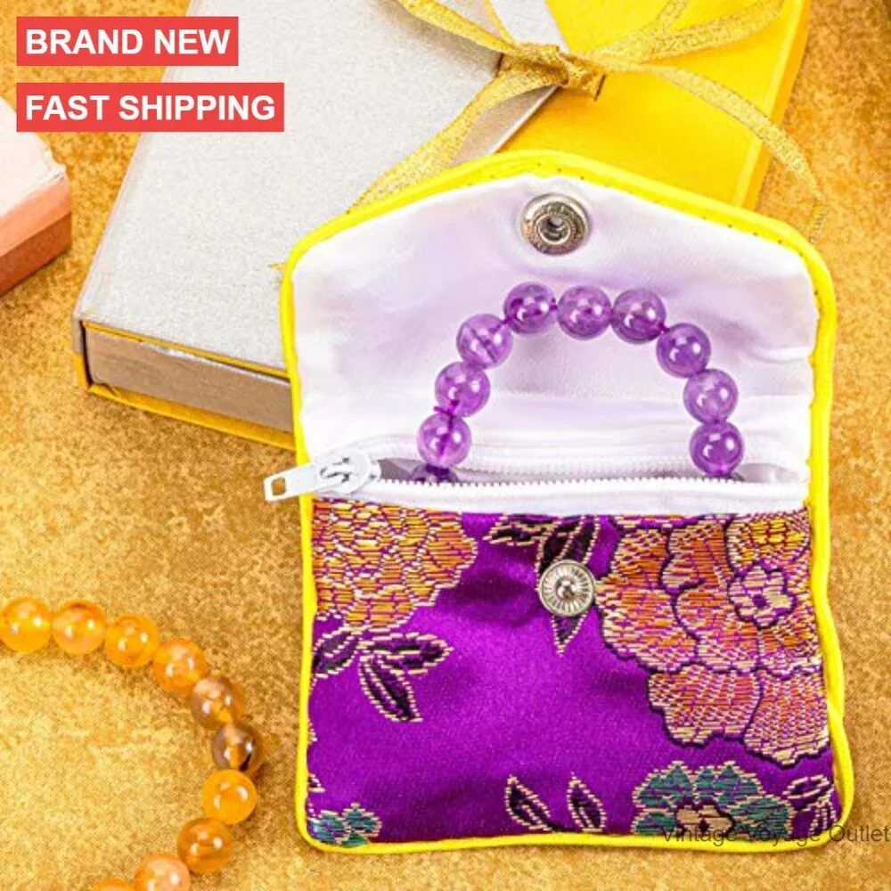 15 Pack Travel Jewelry Organizer Case Silk Pouch Buckle Zipper Closure